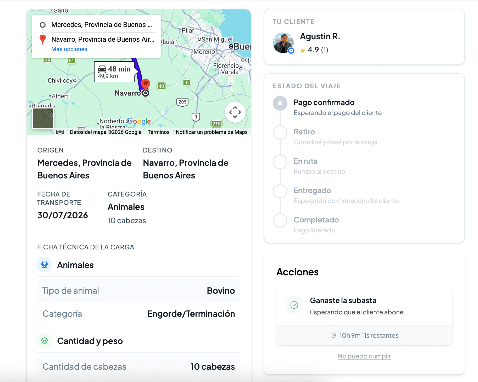 Publicación de una carga en Rutazo