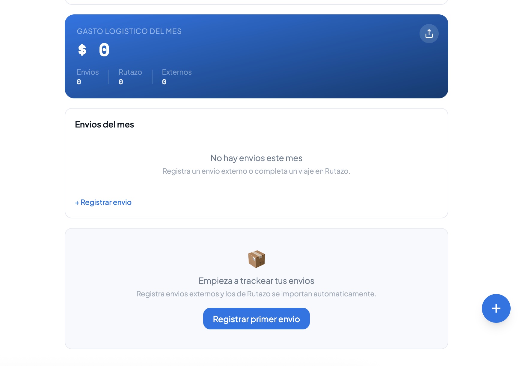 Tablero de Mi Logística para empresas en Rutazo